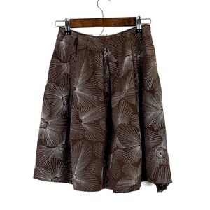 Talbots Womens Pure Silk Floral Skirt Size 2 A-Line Midi Side Zip Career Boho